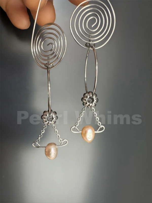 Balance-pearl-whims-designed-original-baroque-pearl-earrings-exotic yet simple