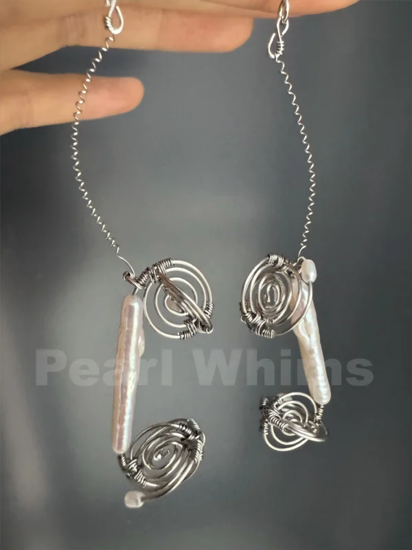 Pearl Phone earings-Pearl Whims original design baroque pearl earrings-definite make you stand out