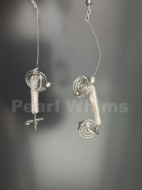 Pearl Phone earings-Pearl Whims original design baroque pearl earrings-retro style