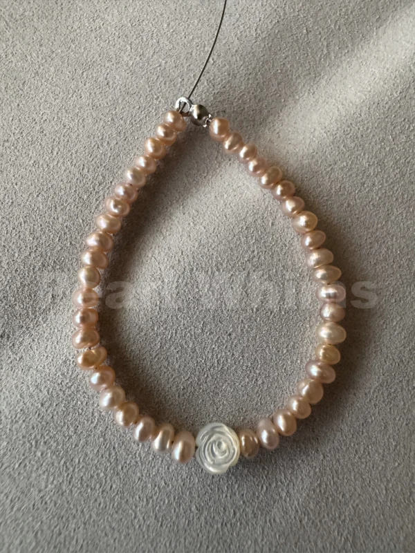 baby bracelet-3-4mm Orange+Charm/Baroque-2