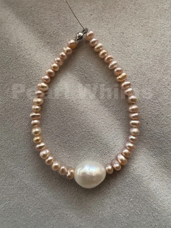 baby bracelet-3-4mm Orange+Charm/Baroque-3