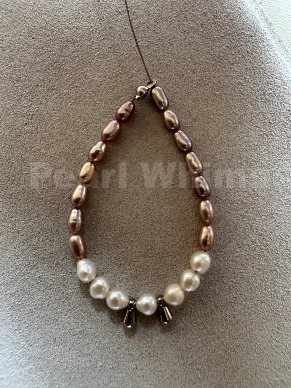 baby bracelet-3-4mm purple&Cream+pendents